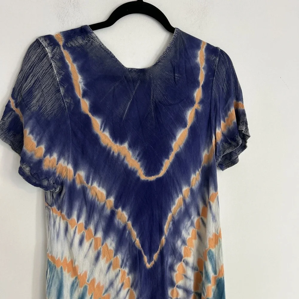 Hippie Hobo Dress India Boutique One Size Tie-Dye Multicolor, Short Sleeve